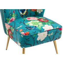 Red Flower & Butterfly on Blue Accent Chair
